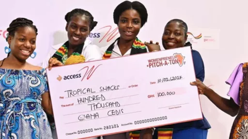 women with a check