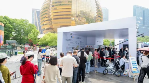 Visitors to the European Culture Street 2026 event  in Hangzhou, China.