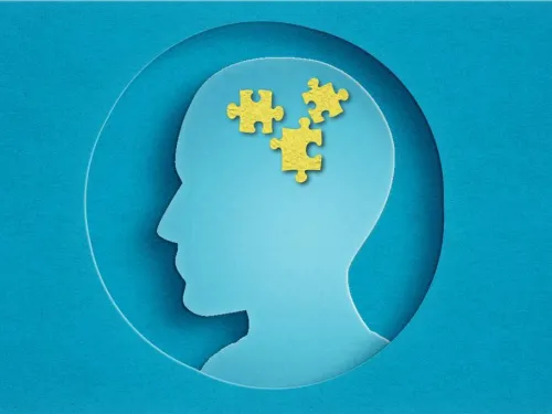 A brain with puzzle pieces